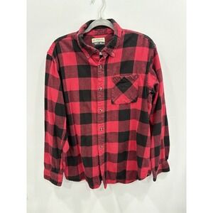 Magellan Red Black Buffalo Plaid Flannel Shirt Size M 100% Cotton Outdoors